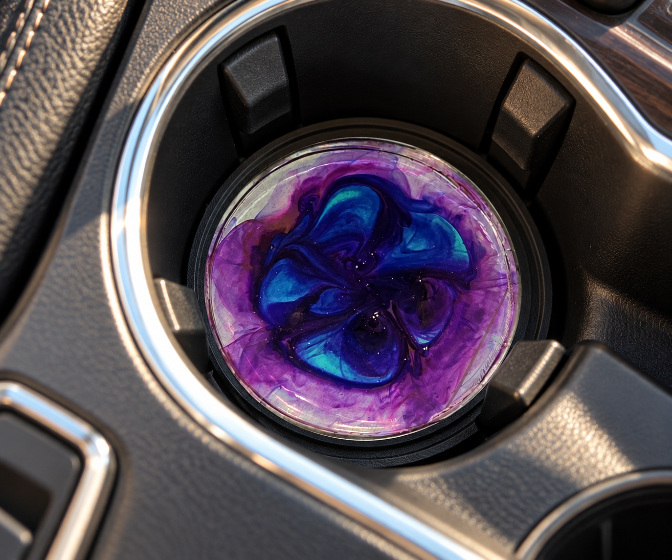 Blue & Purple Swirl Car Coaster