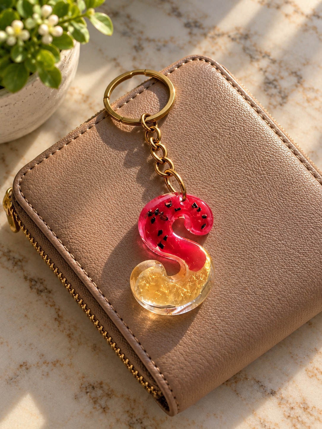 Ice Cream Drip Letter S Keychain