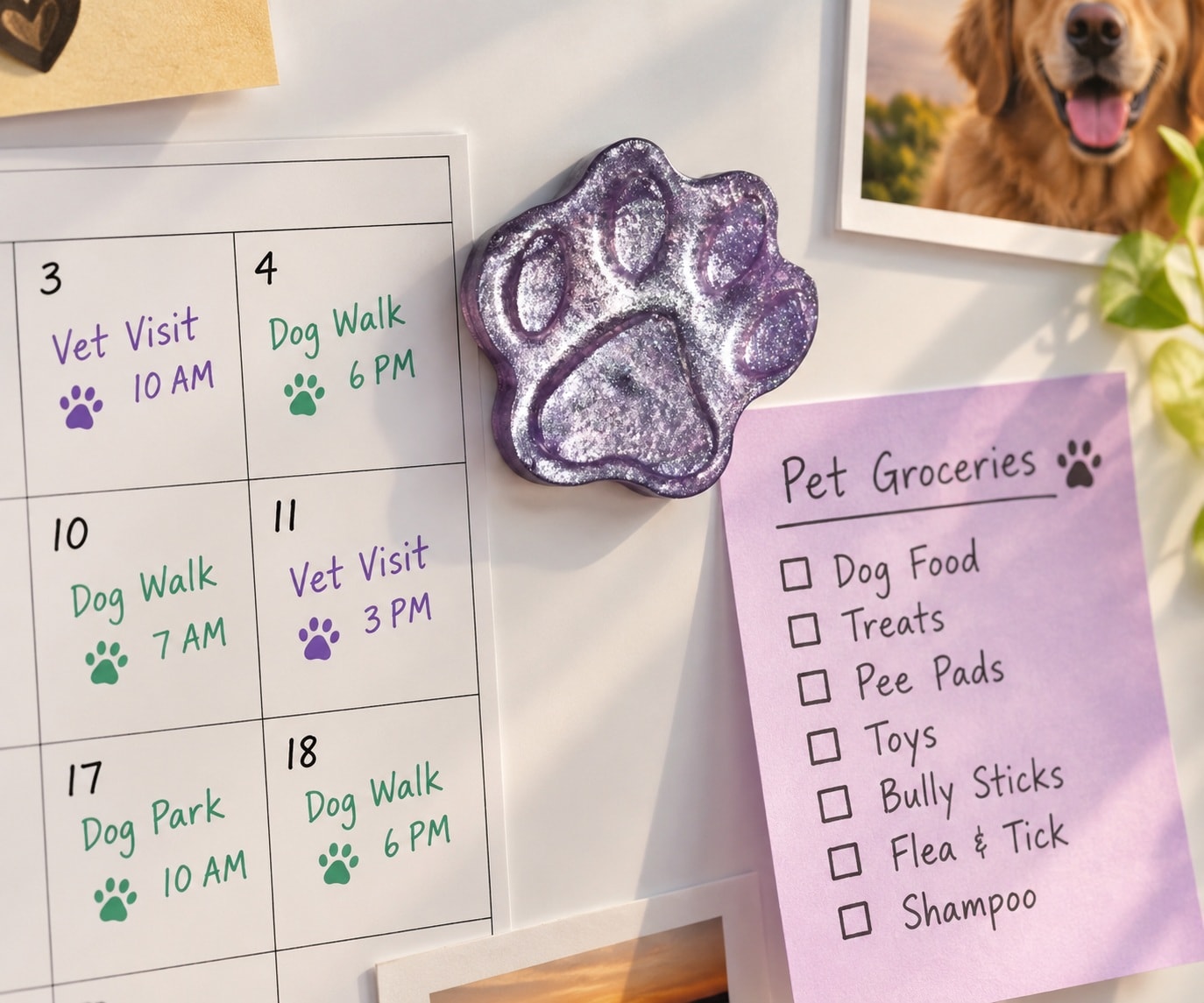 Lavender Paw Print Magnet