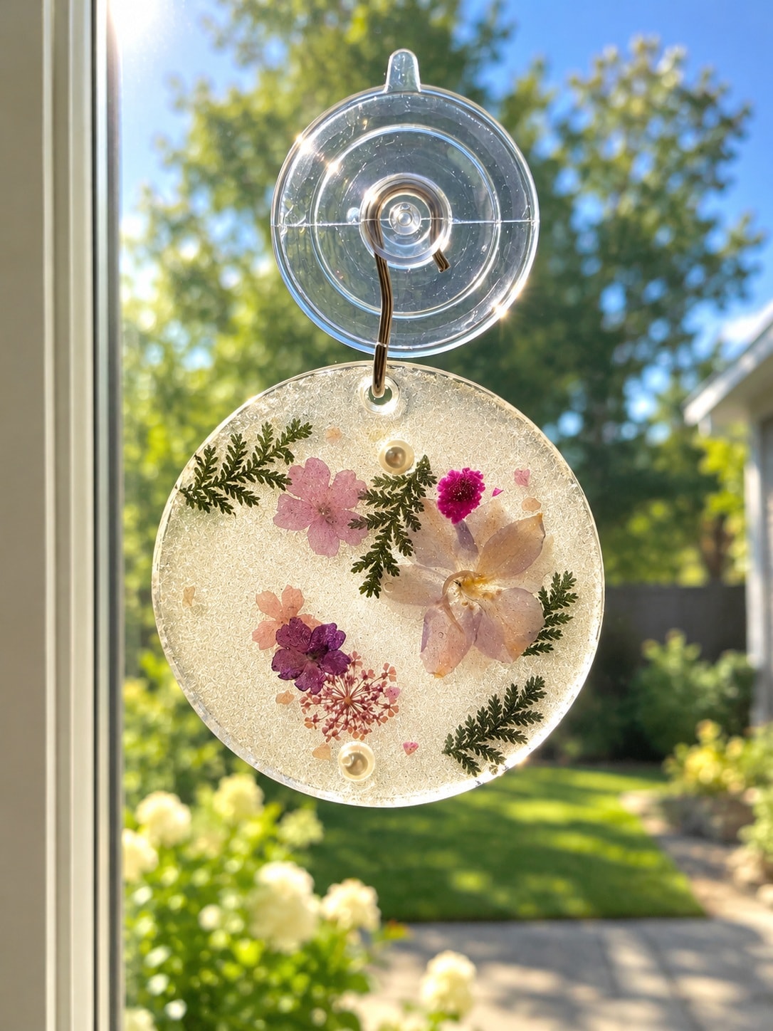 Opaque Floral Resin Suncatcher