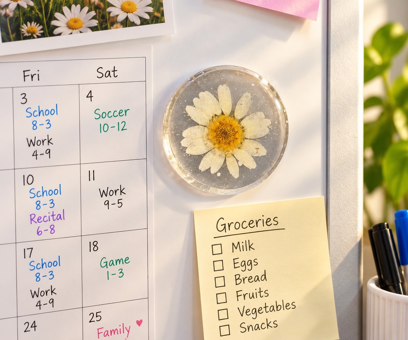 Pressed Daisy Magnet — Design 1