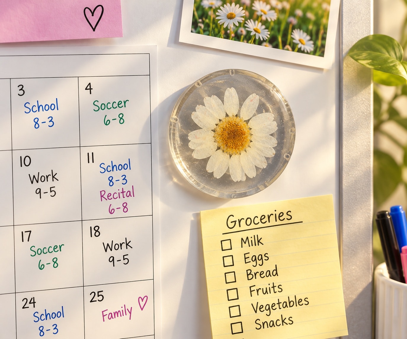 Pressed Daisy Magnet — Design 2