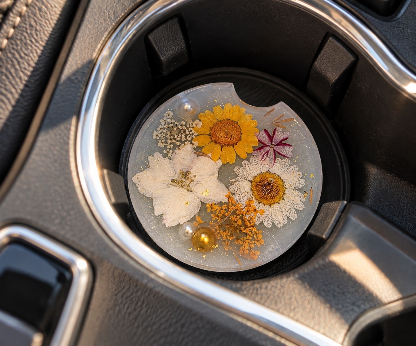 Pressed Flower Car Coaster
