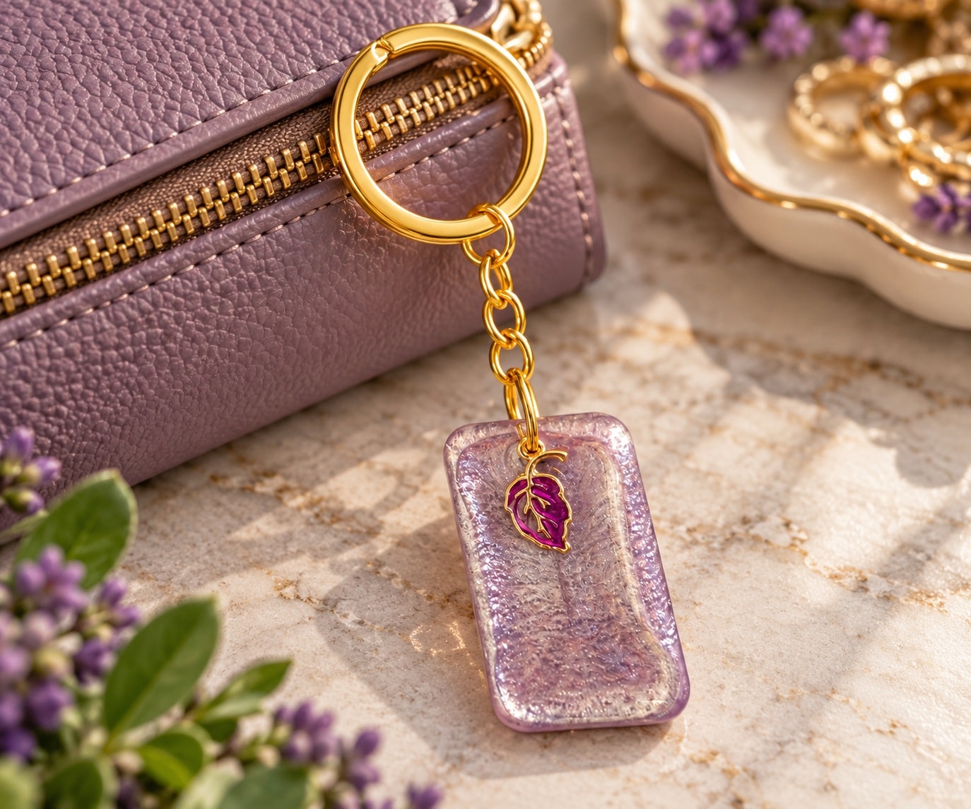 Purple Leaf Keychain