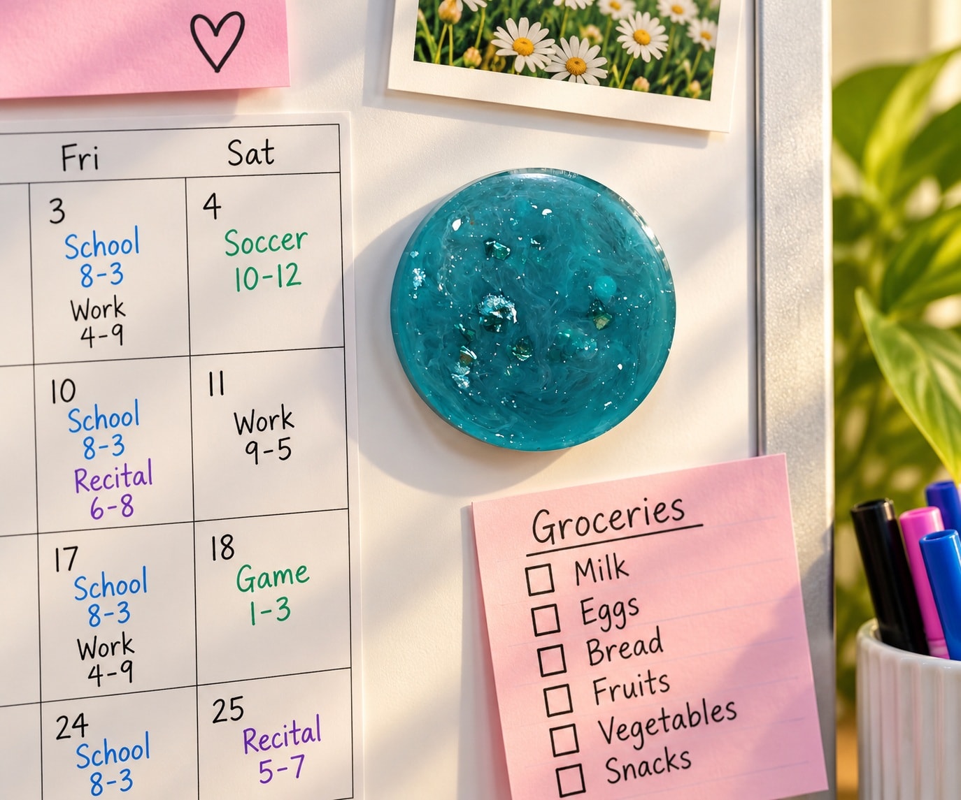 Teal Marbled Resin Magnet